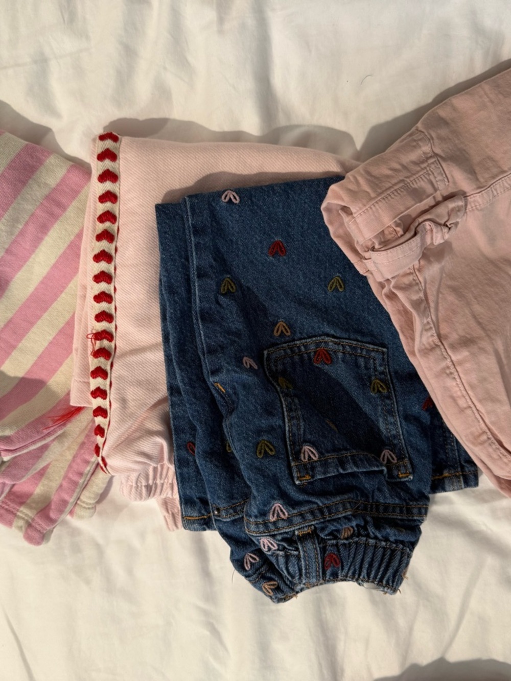 Zara Pink Elastic Waist Shorts with Denim Detail